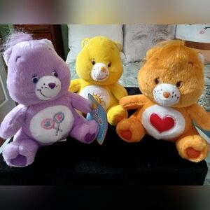 2003 & 2004 Care Bears Mini Plush Funshine Tenderheart & Share Bears